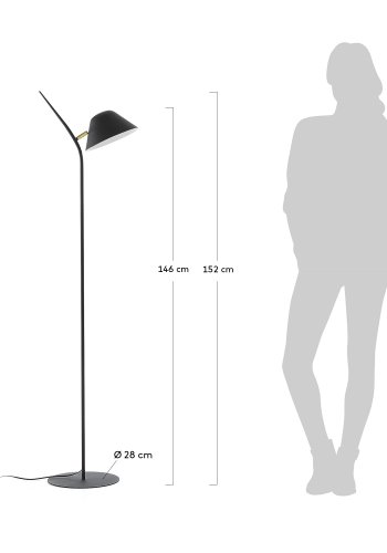 KAVE HOME Aurelia gulvlampe i stl med sort finish