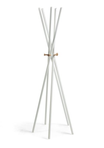 KAVE HOME Benzara stumtjener - hvit/naturmetall/tre 