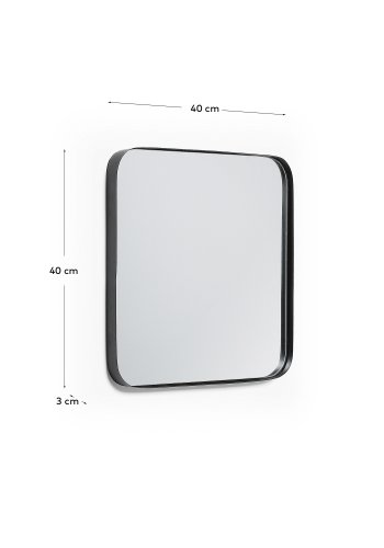 KAVE HOME Marco svart metall veggspeil 40 x 40 cm