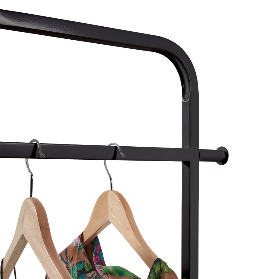 KAVE HOME Celsie klesstativ, med hylle - svart MDF og stl