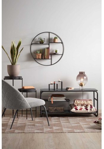 KAVE HOME rund vegghylle - svart metall (55)