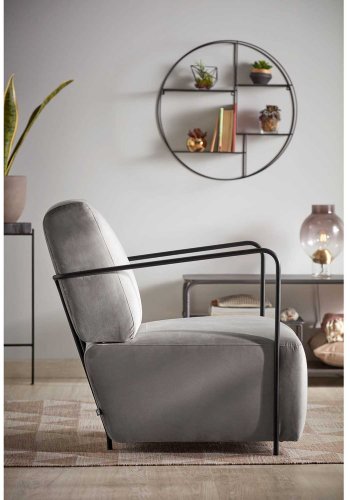 KAVE HOME rund vegghylle - svart metall (55)