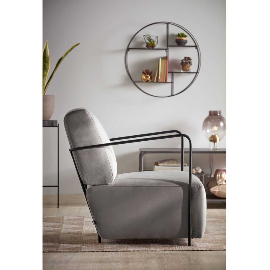 KAVE HOME rund vegghylle - svart metall (55)