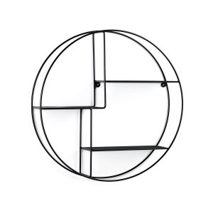 KAVE HOME rund vegghylle - svart metall (55)