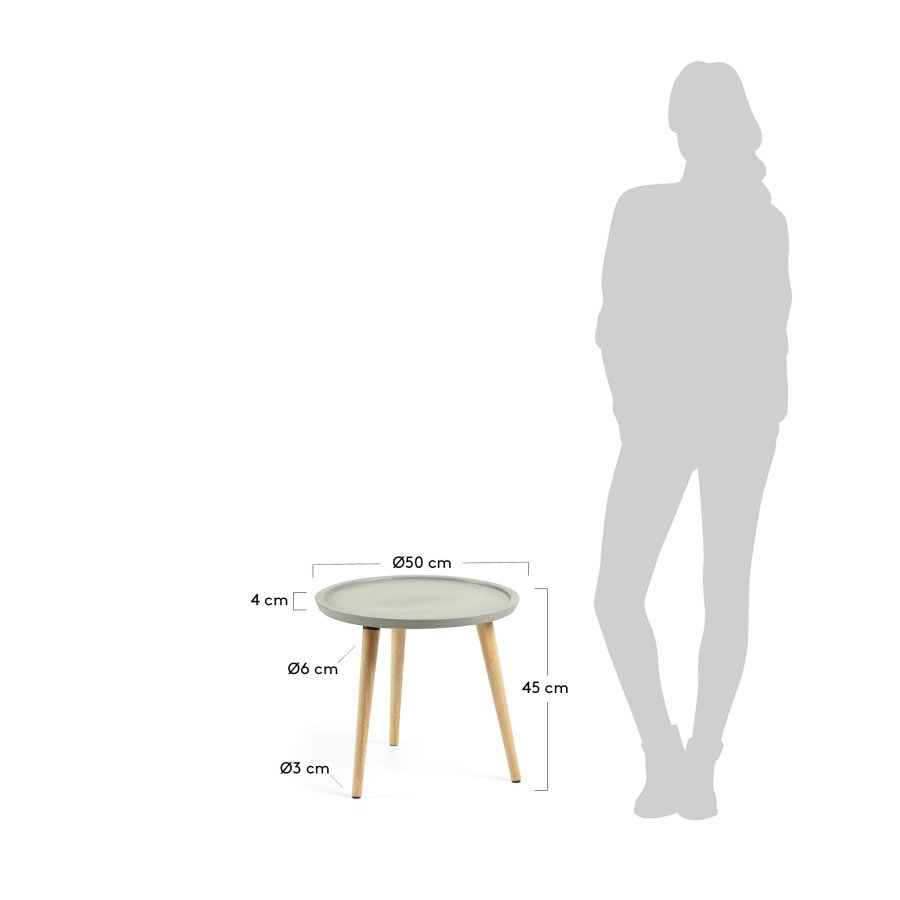 KAVE HOME rund Livy sidebord - gr cement og natur gummitr (40)