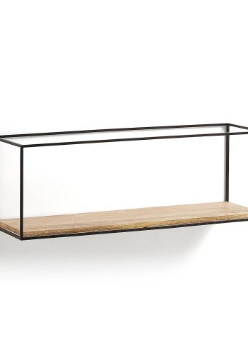KAVE HOME Edwina vegghylle - natur/svart mangotre/metall 