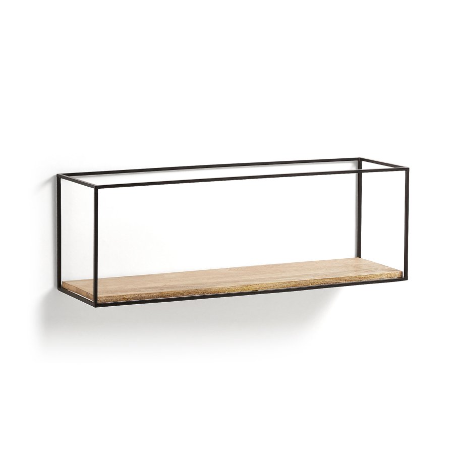 KAVE HOME Edwina vegghylle - natur/svart mangotre/metall 