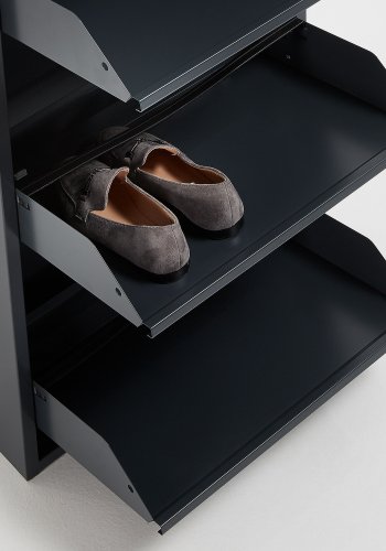 KAVE HOME Ode skohylle med 3 drer i sort, 50 x 103 cm