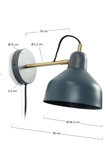 KAVE HOME Olimpia vegglampe - gull og bltt metall