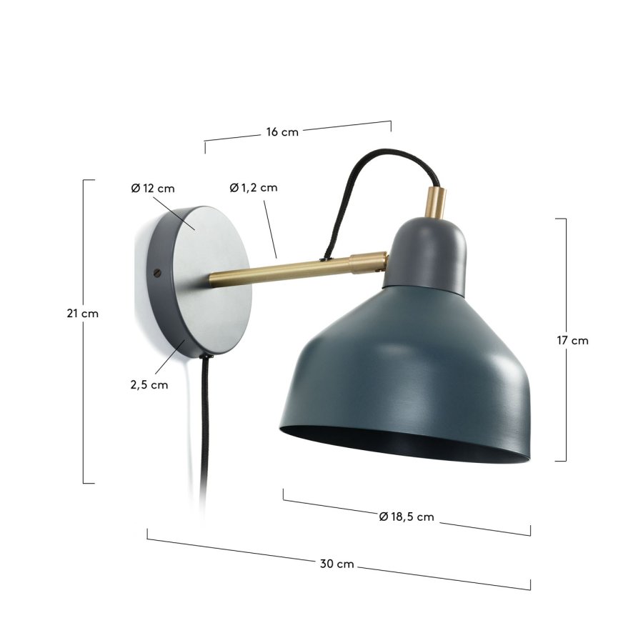 KAVE HOME Olimpia vegglampe - gull og bltt metall