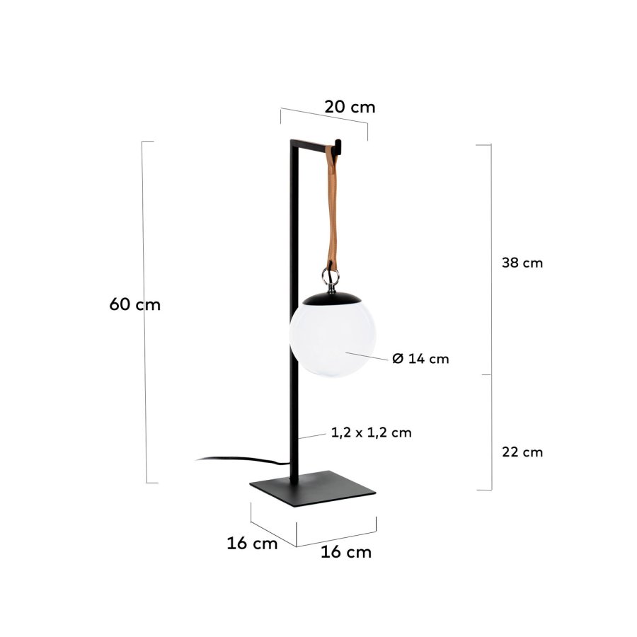 KAVE HOME Monteiro Tischleuchte - Acrylglas und schwarzes Metall