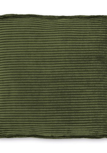 KAVE HOME Blokkpute i grnn kordflyel med brede smmer, 60 x 60 cm