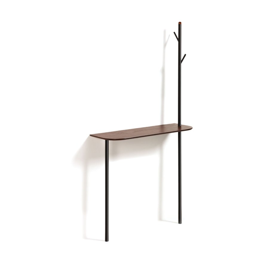 KAVE HOME Marcolina klesstativ med hylle - brun eikefiner og sort metall