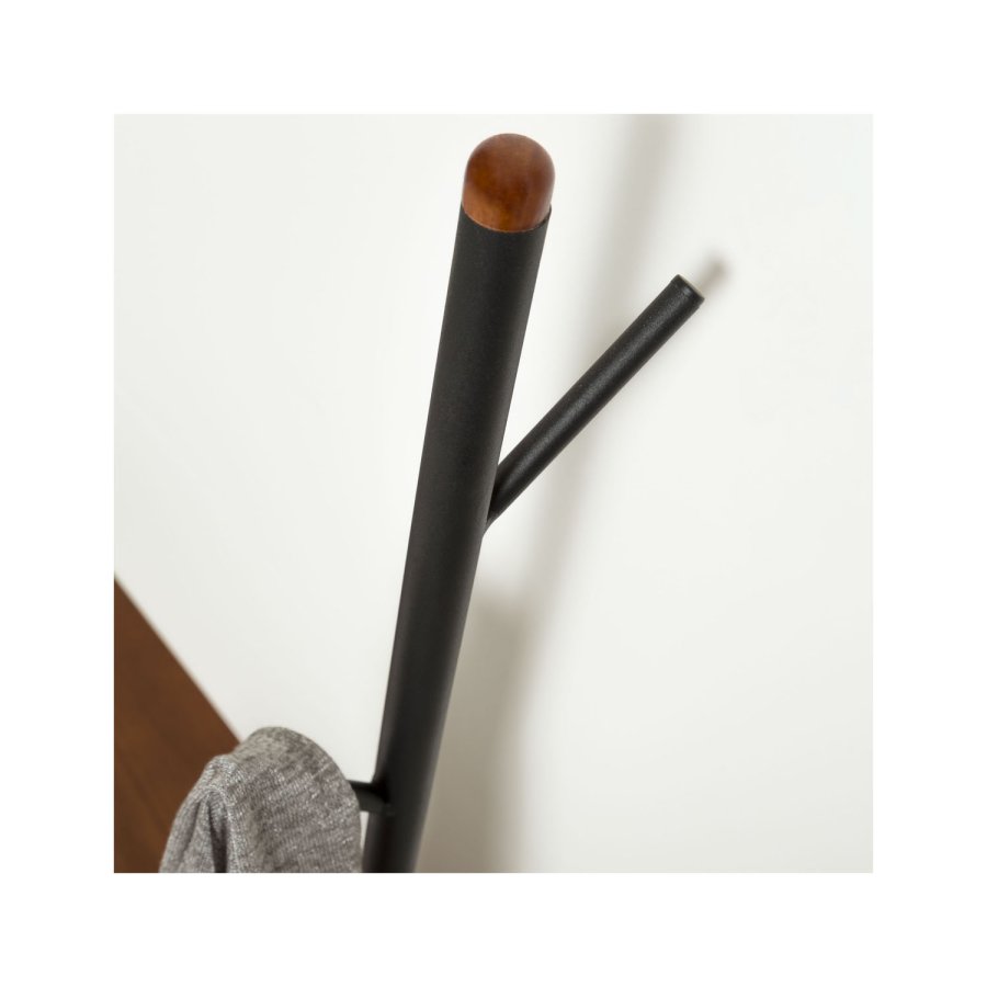 KAVE HOME Marcolina klesstativ med hylle - brun eikefiner og sort metall