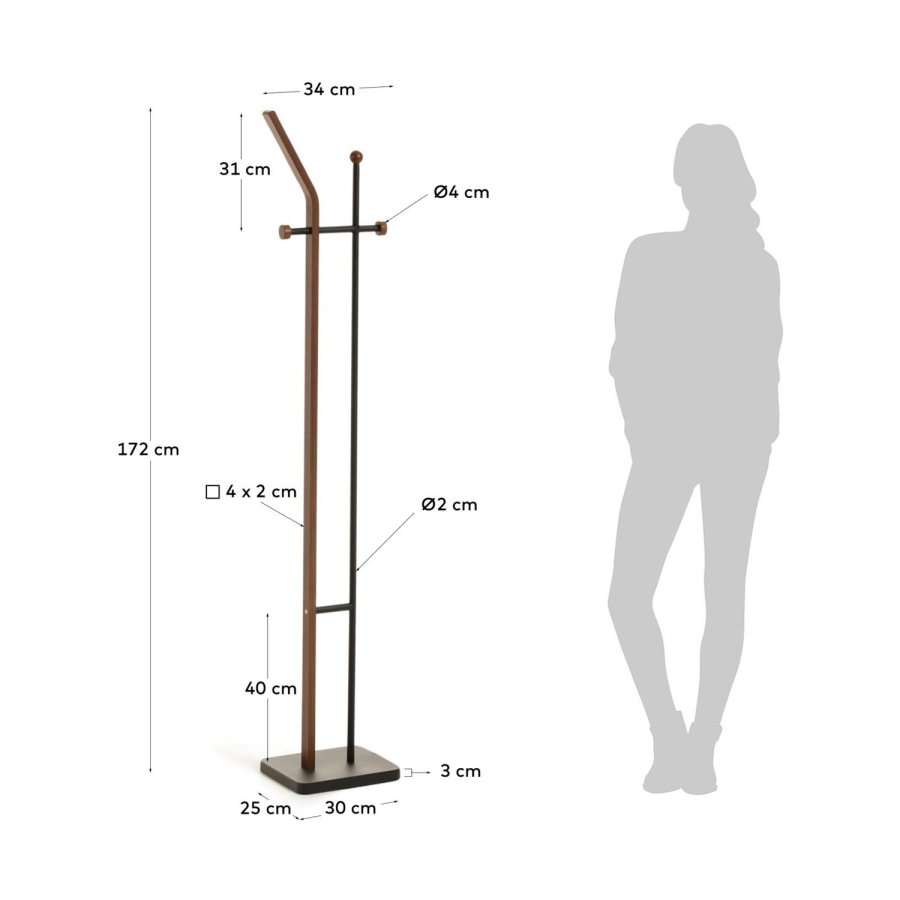 KAVE HOME Magali butler - brun eikefiner og sort metall