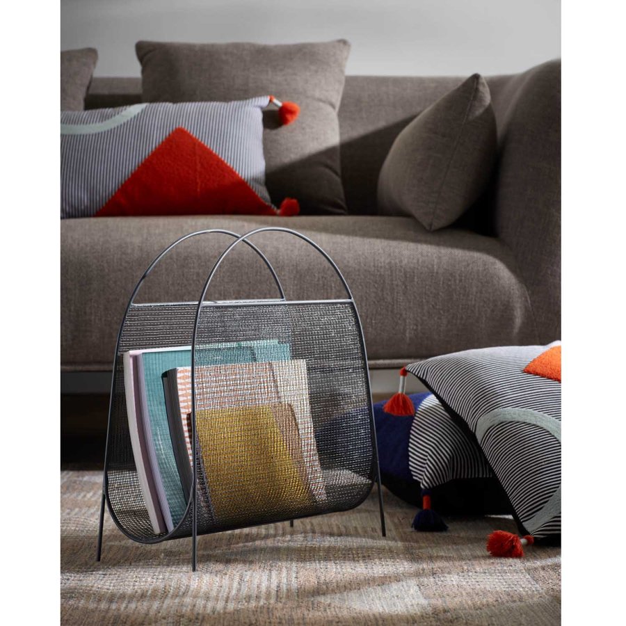 KAVE HOME Aviva magasinholder med hndtak - mrk gr metall