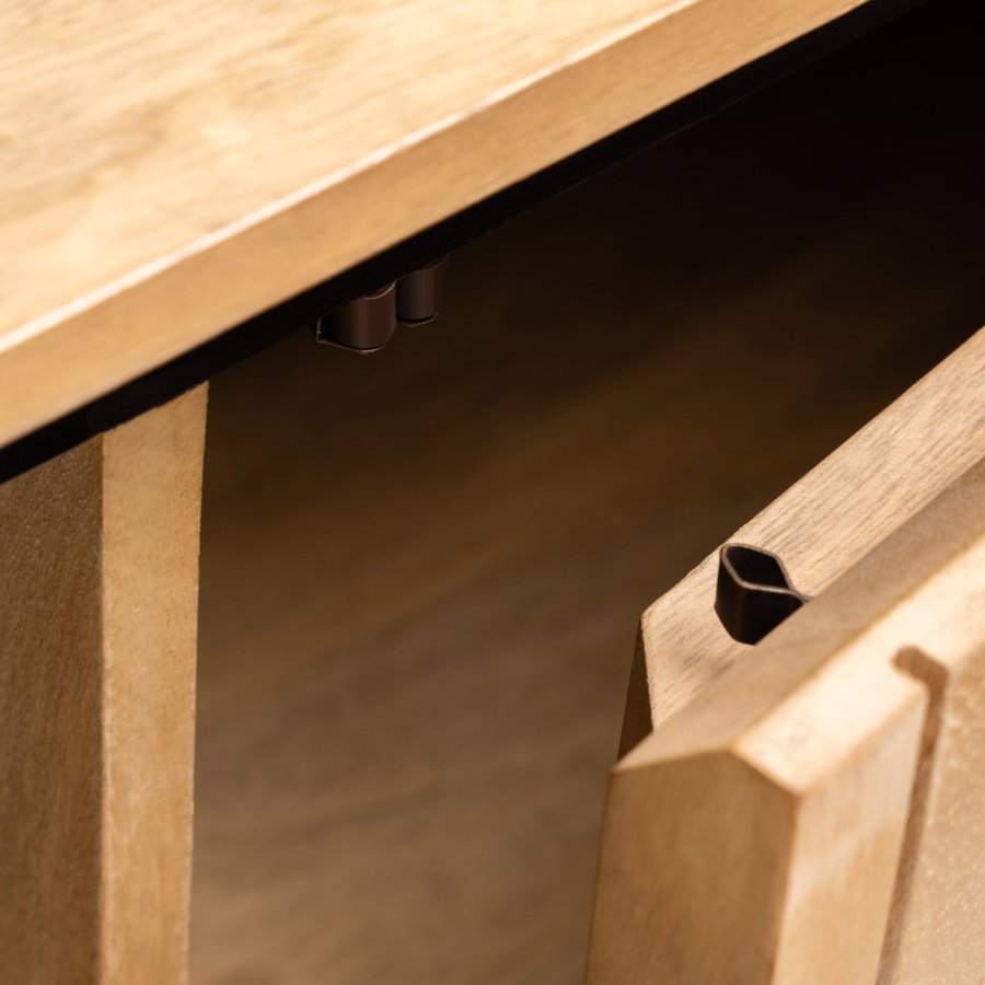 KAVE HOME Licia skjenk, m. 4 drer og 8 rom - naturlig mangotre og svart metall (170x80)