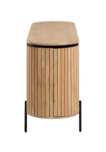 KAVE HOME Licia skjenk, m. 4 drer og 8 rom - naturlig mangotre og svart metall (170x80)