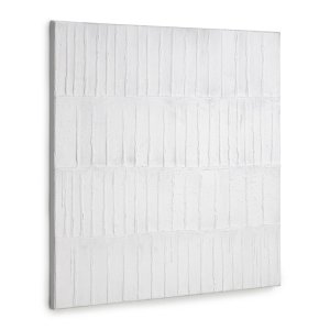 KAVE HOME Basilisa mlning, fyrkantig - gr och vit akrylfärg p duk (90x90)