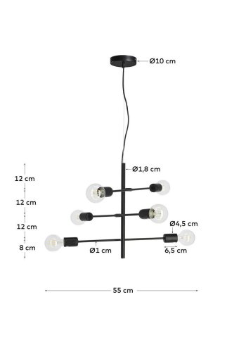 KAVE HOME Spica loftlampe - sort stl