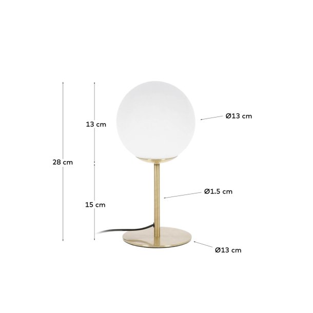 Mahala bordlampe - hvid glas og messing stl 
