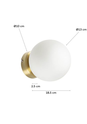 KAVE HOME Mahala vegglampe - hvitt glass og messingst�l