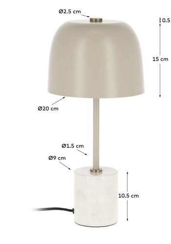 KAVE HOME Alish bordlampe - beige marmor og metall