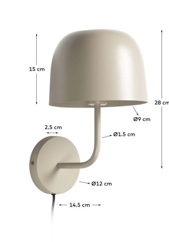 KAVE HOME Alish vegglampe - beige metall