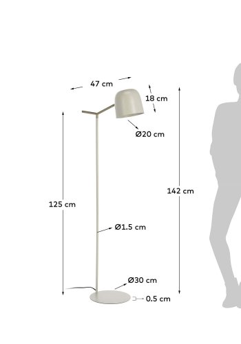 KAVE HOME Alish gulvlampe - beige metal