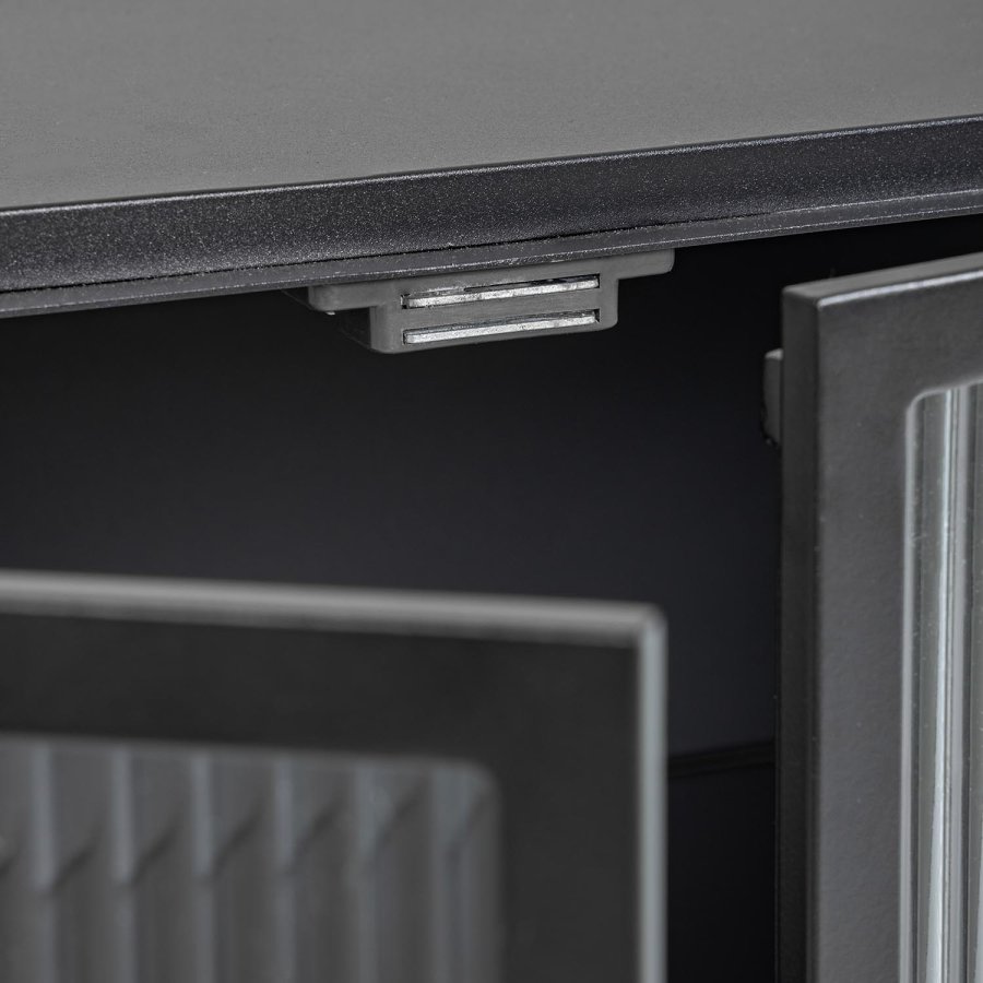 KAVE HOME Trixie skjenk, m. 4 drer og hylle - klart glass og sort stl (160x81)