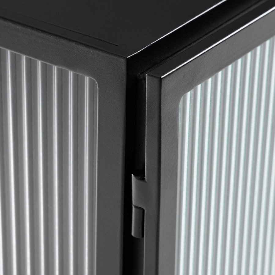 KAVE HOME Trixie skjenk, m. 4 drer og hylle - klart glass og sort stl (160x81)