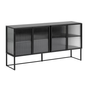 KAVE HOME Trixie sknk, m. 4 lger og hylde - klar glas og sort stl (160x81)