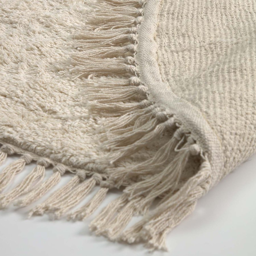 KAVE HOME runt Orwen teppe - hvit bomull (100)