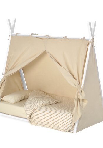 KAVE HOME Maralis tipi seng laget av massivt bketre med hvit finish, for 70 x 140 cm madrass
