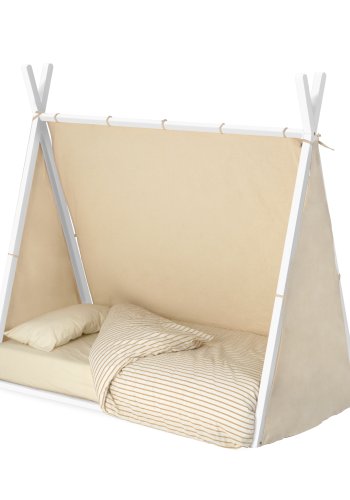 KAVE HOME Maralis tipi seng laget av massivt bketre med hvit finish, for 70 x 140 cm madrass