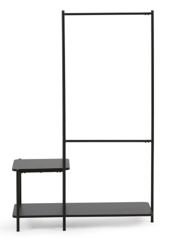 KAVE HOME Galatia klesstang i melamin og metall med benk i svart utfrelse 100 x 150 cm