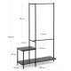 KAVE HOME Galatia klesstang i melamin og metall med benk i svart utfrelse 100 x 150 cm