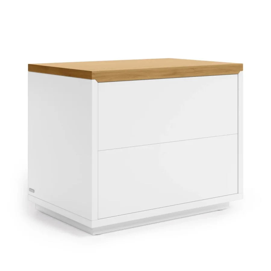 KAVE HOME Abilen eikefiner og hvitlakkert nattbord 53 x 44 cm FSC 100%