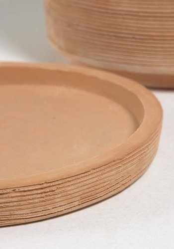 KAVE HOME Karlina blomsterpotte, m. fat, rund - naturlig terrakotta ( 27/33) (sett m. 2)