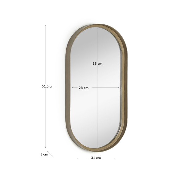 KAVE HOME Tiare vgspejl, oval - guld stl (31x61,5)