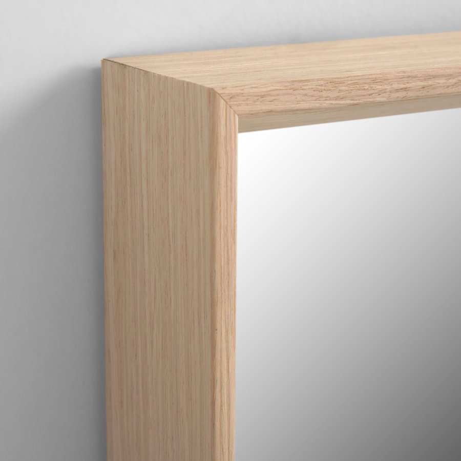 KAVE HOME Nerina veggspeil, rektangulrt, med smal ramme - naturlig eikefiner (80x180)