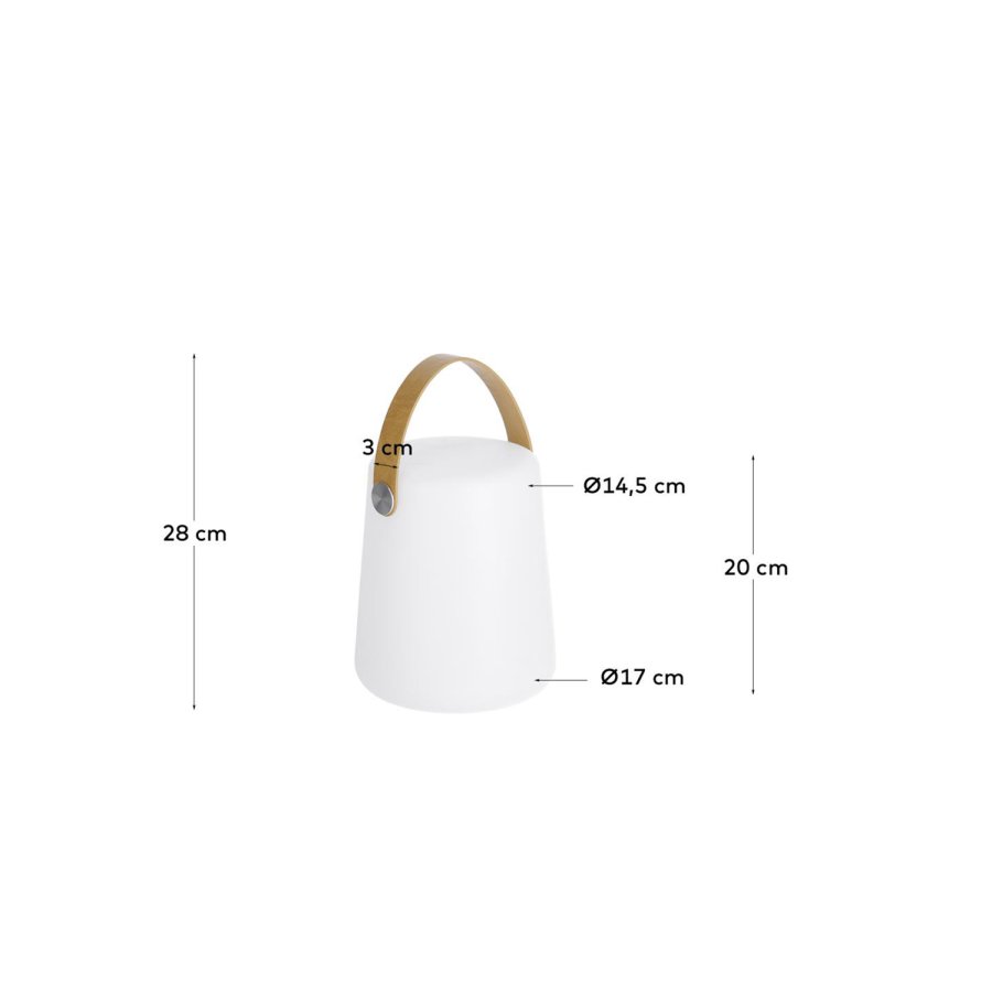 KAVE HOME Dialma bordlampe, trdls - hvit polyetylen og brunt kunstskinn