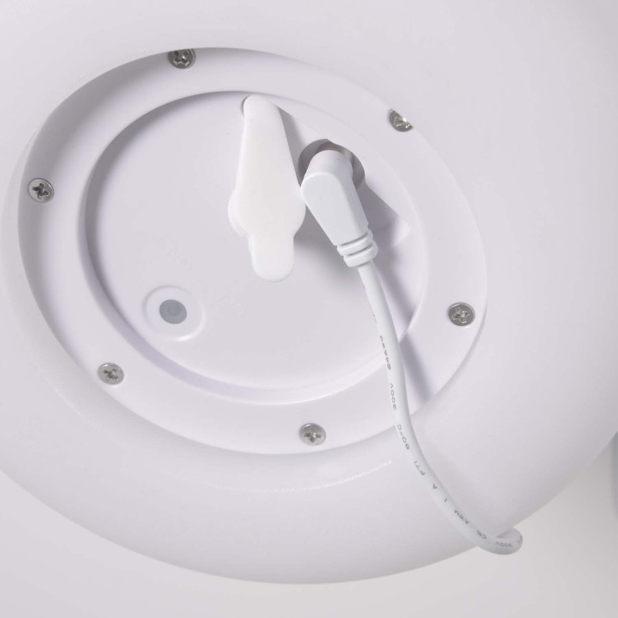 KAVE HOME Dialma bordlampe, trdls - hvit polyetylen og brunt kunstskinn