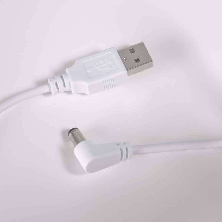 KAVE HOME Dialma bordlampe, trdls - hvit polyetylen og brunt kunstskinn