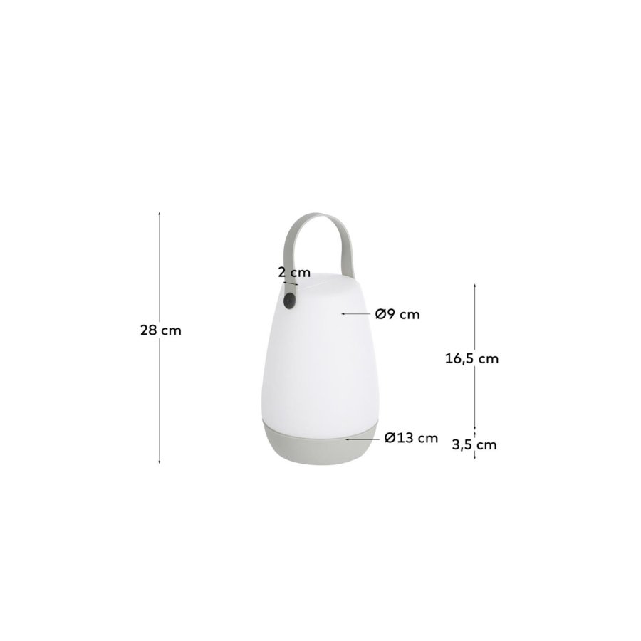 KAVE HOME Dianela bordlampe, trdls - hvit polyetylen og grtt kunstskinn