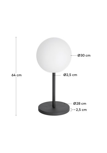 KAVE HOME Dinesh bordlampe, trdls - svart stl og hvit polyetylen ( 30)