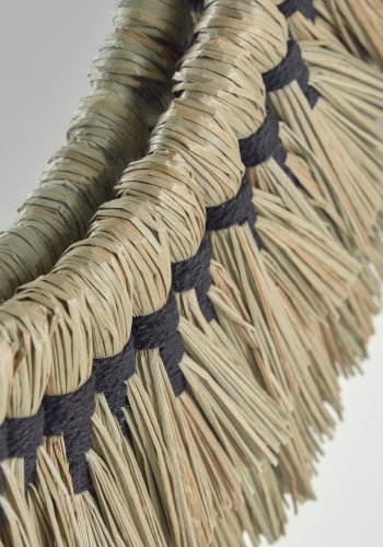 KAVE HOME Akila veggspeil, rundt - speilglass, beige naturfibre og svart bomullssnor (60)