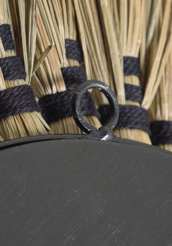 KAVE HOME Akila veggspeil, rundt - speilglass, beige naturfibre og svart bomullssnor (60)