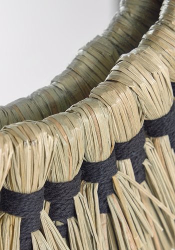 KAVE HOME Akila veggspeil, rundt - speilglass, naturlige naturfibre og svart bomullssnor (40)