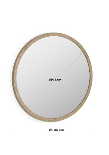 KAVE HOME Alun veggspeil, rundt - speilglass og naturlig mindi-tre (100)